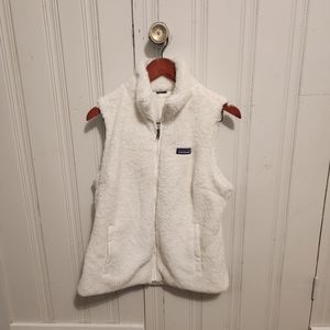 Women's Patagonia Full Zip Vintage White Fleece Vest Reversible Jacket Size M